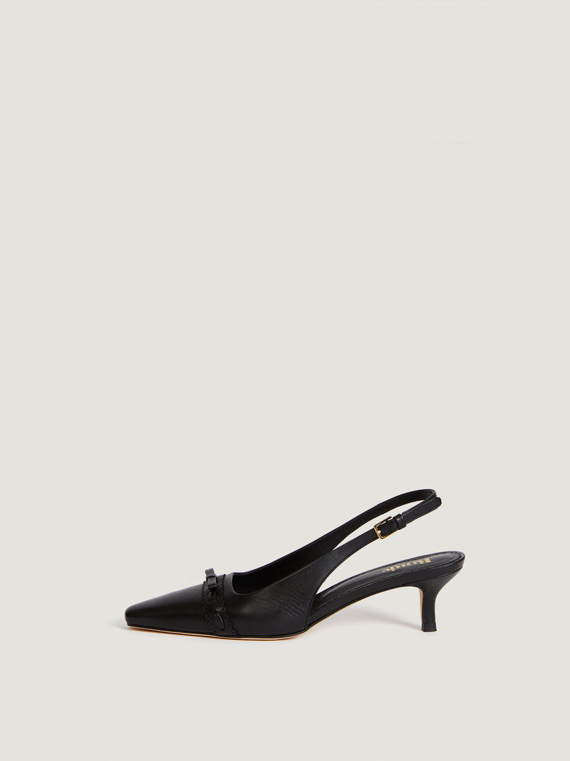 Black leather slingbacks | Rouje