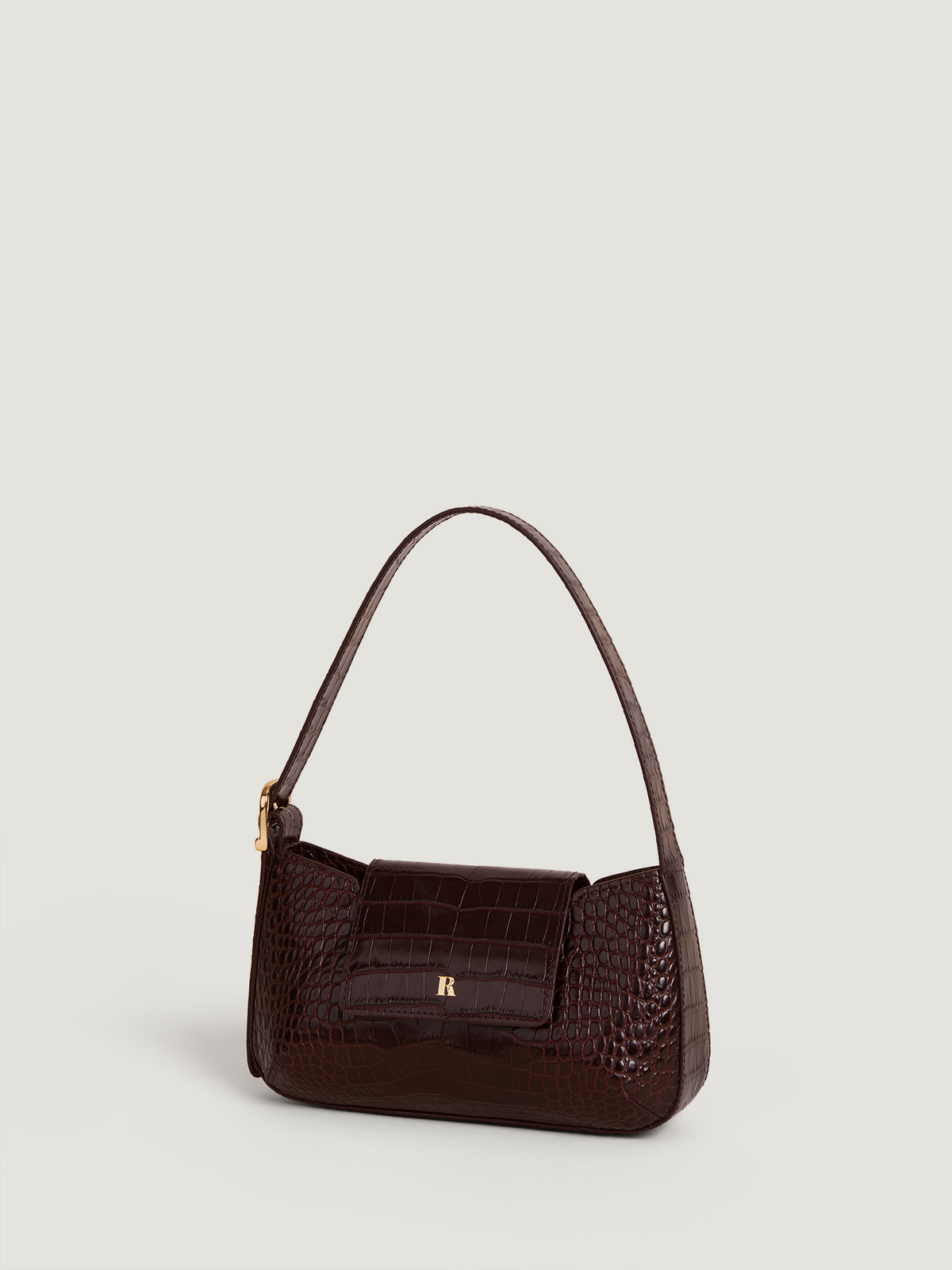 Baguette bag in burgundy croco like leather Rouje