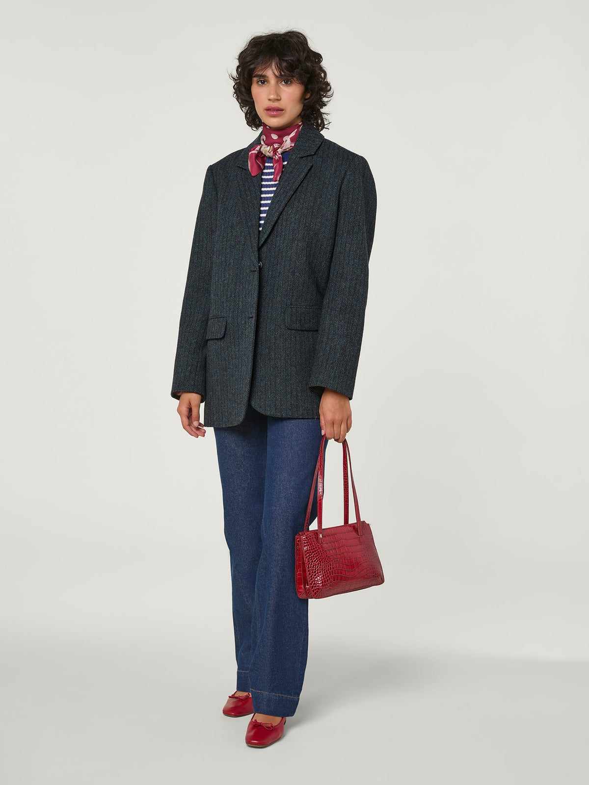 Oversized blue striped wool suit jacket Rouje