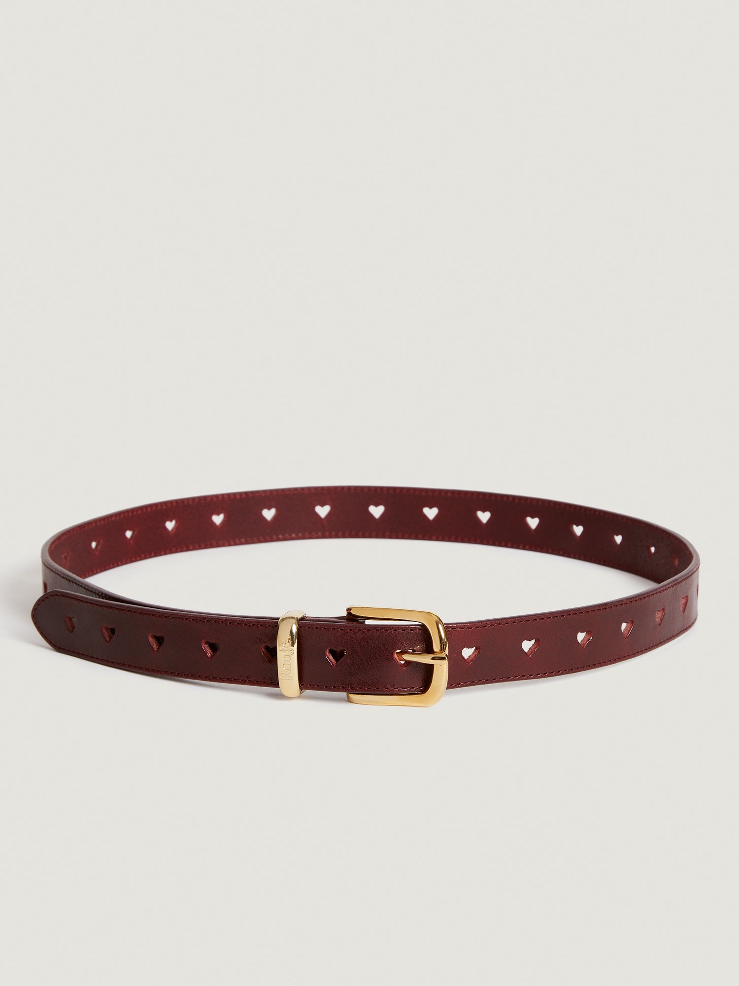 Bordeaux smooth leather heart belt | Rouje