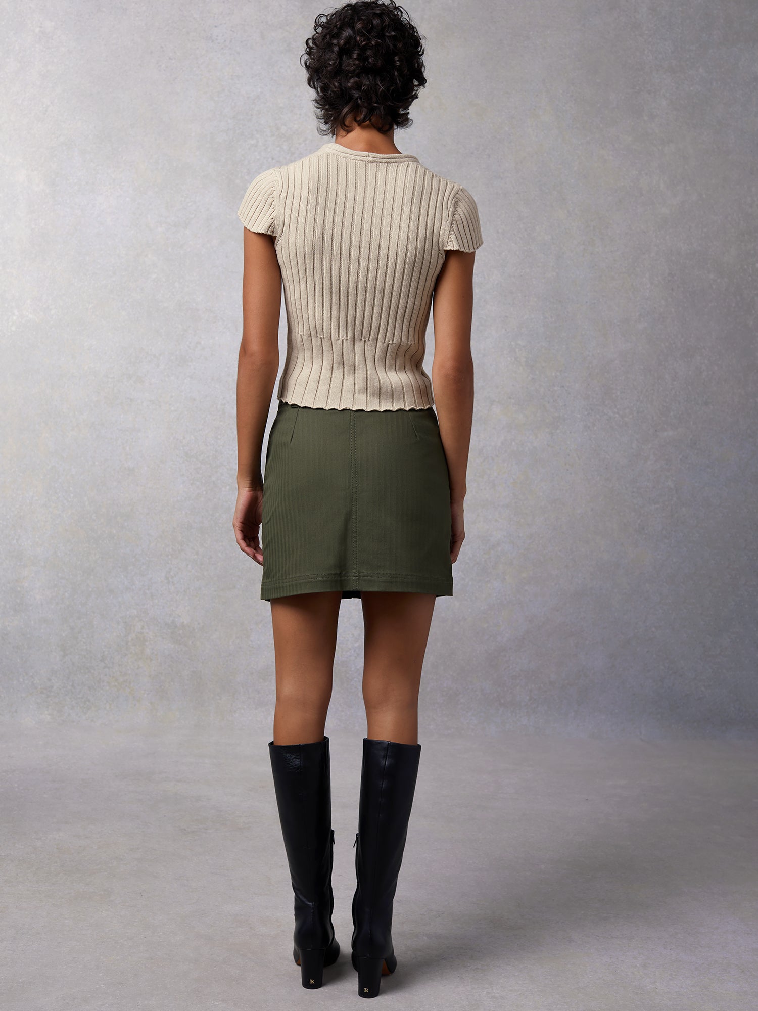 Khaki herringbone outlet skirt