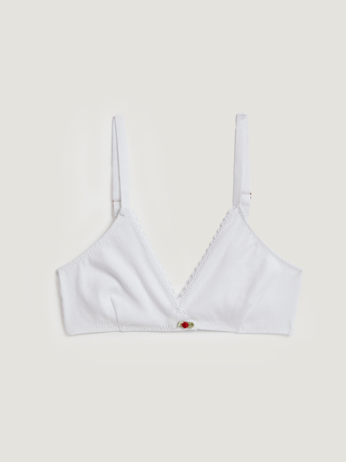 Dorina Tiffany ribbed cotton wireless triangle bra in white