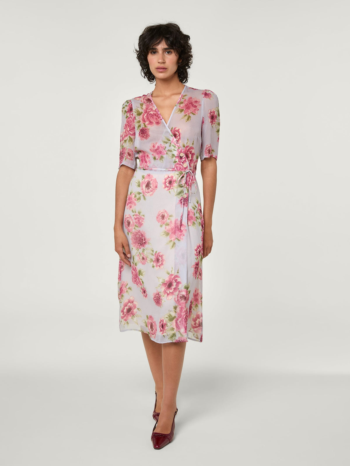 Floral wrap dress pink best sale