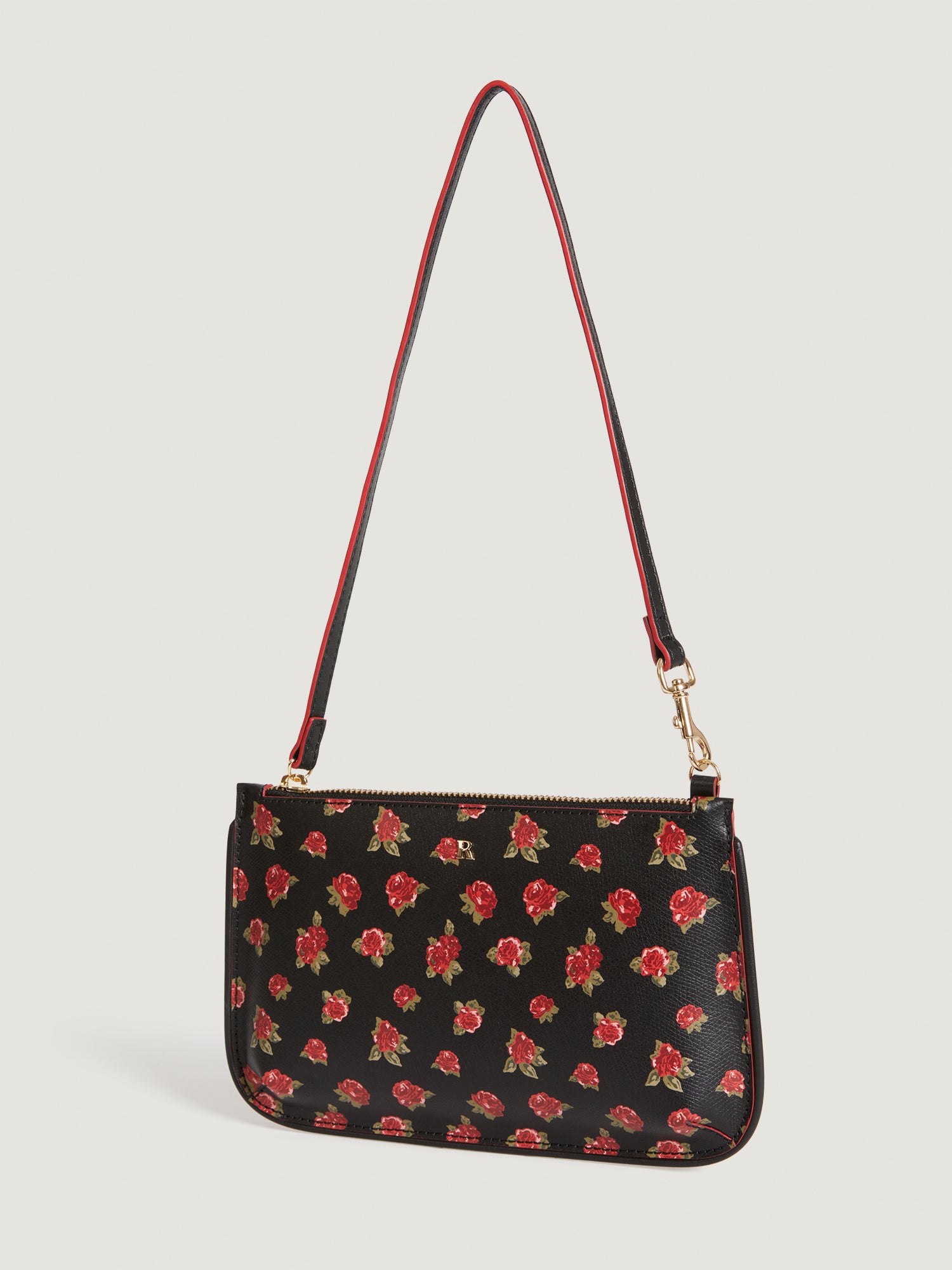 Mini clutch bag in floral printed leather Rouje