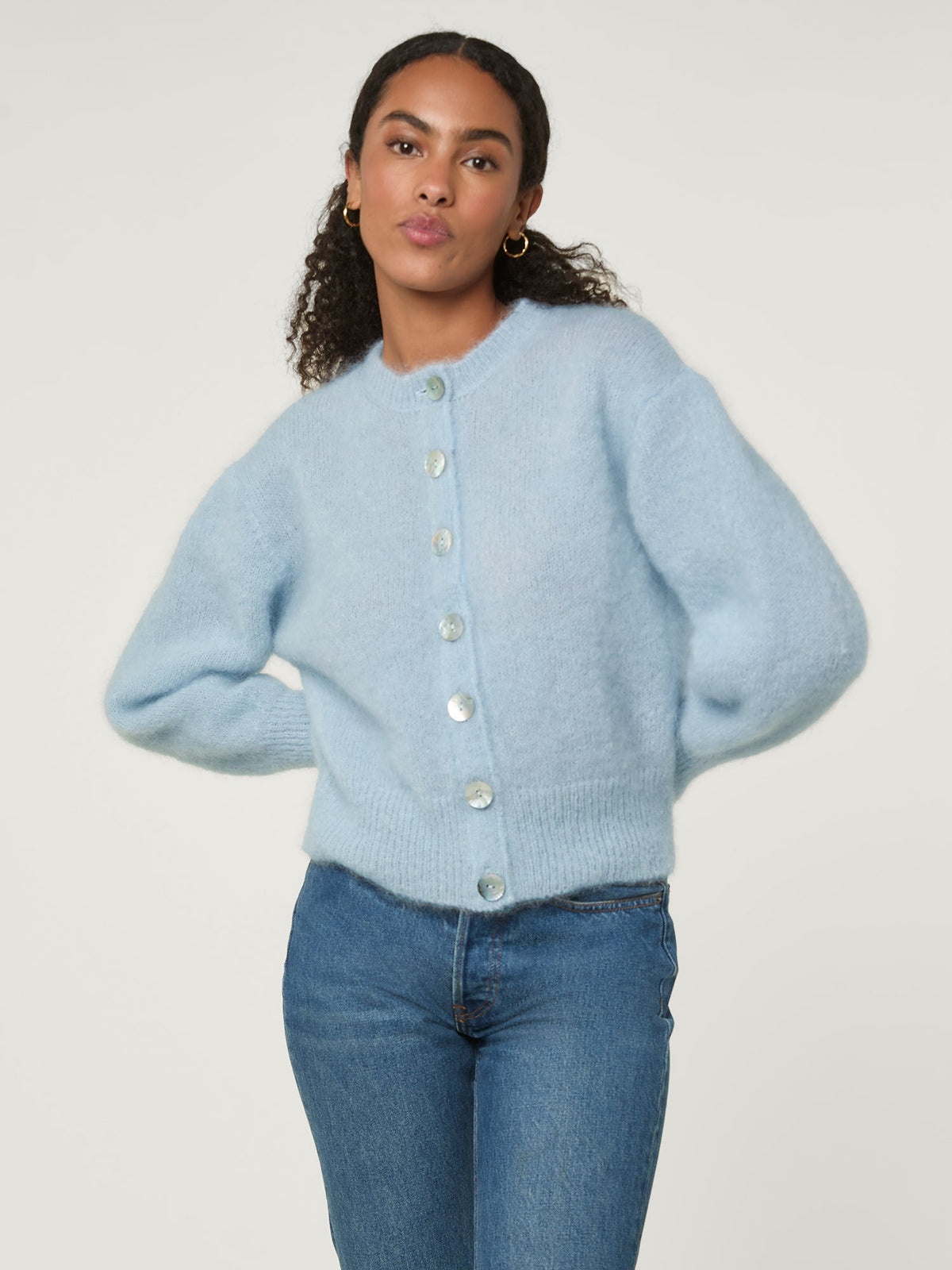 Blue button cardigan best sale