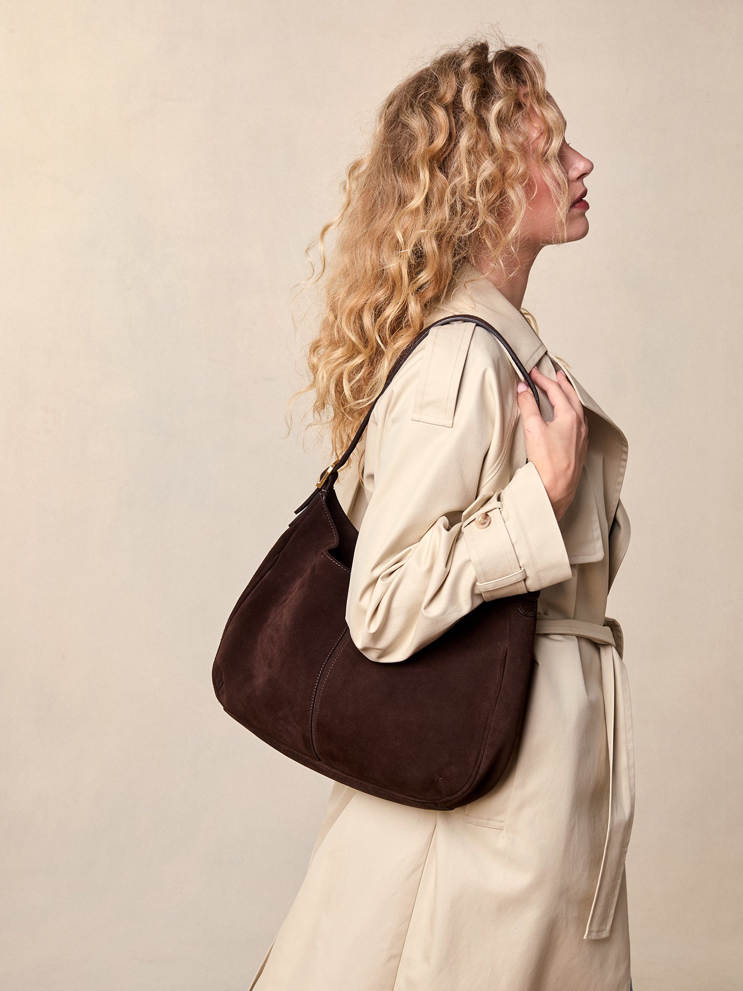 Split suede leather handbag · Brown, 0-738 · Accessories | Massimo Dutti
