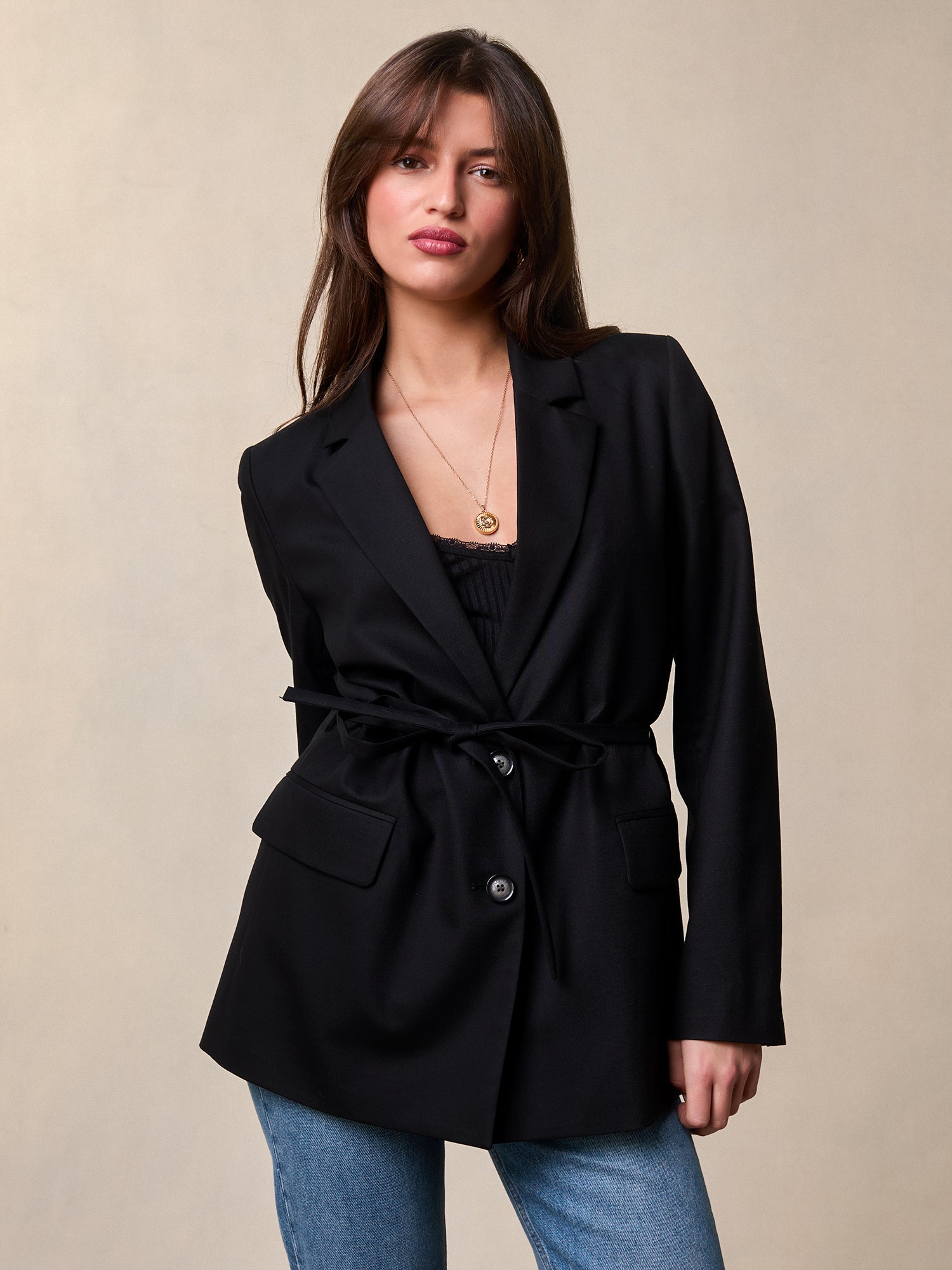 Belted wool suit jacket | Rouje