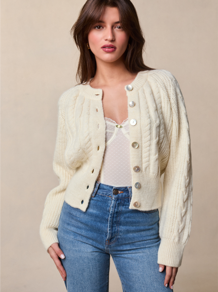 100% wool cardigan with mother-of-pearl buttons | Rouje