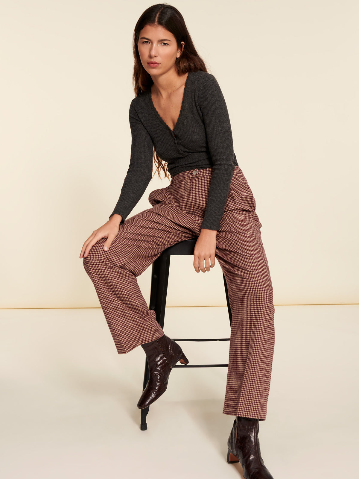 Westbourne Check Trousers - Green and Brown Check | Boden AU